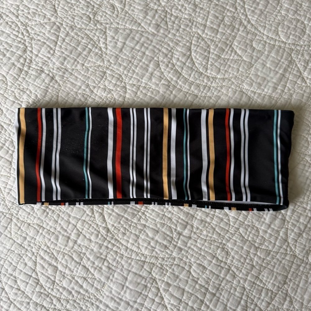 Zaful Colorful Striped Black Swimsuit Bikini Top Size Medium